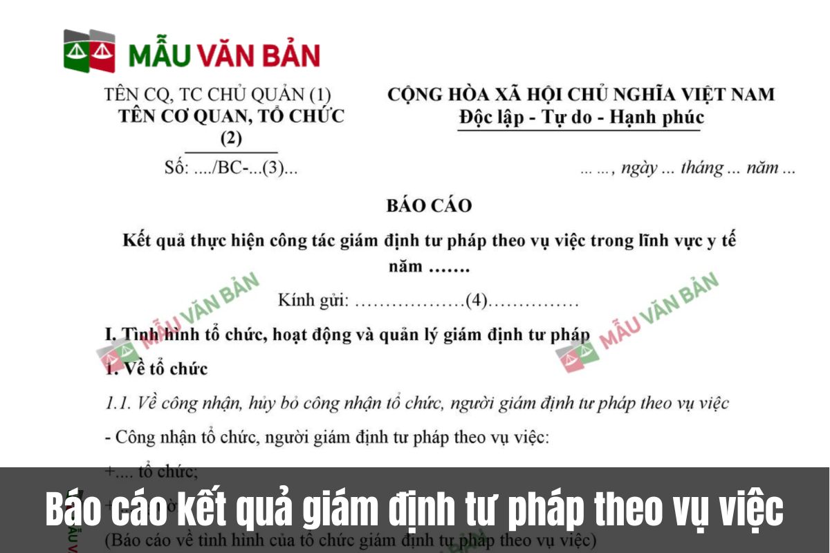 Báo cáo kết quả giám định tư pháp theo vụ việc