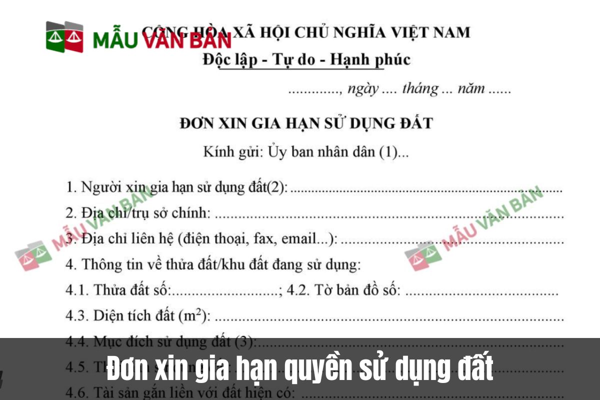 Đơn xin gia hạn quyền sử dụng đất