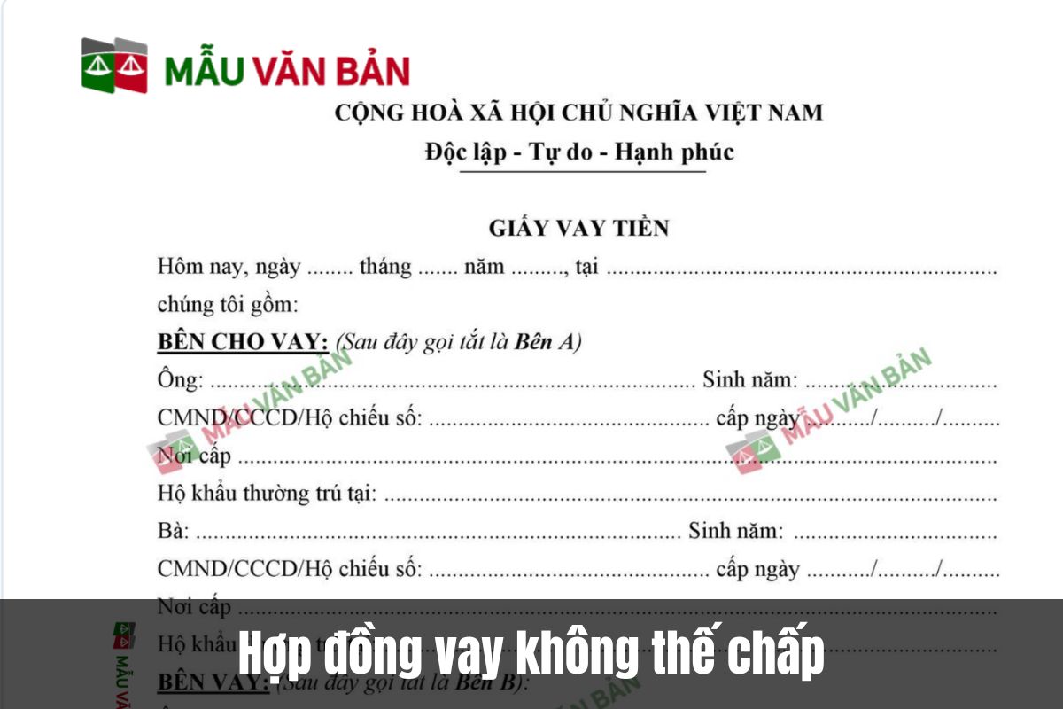 Hợp đồng vay không thế chấp