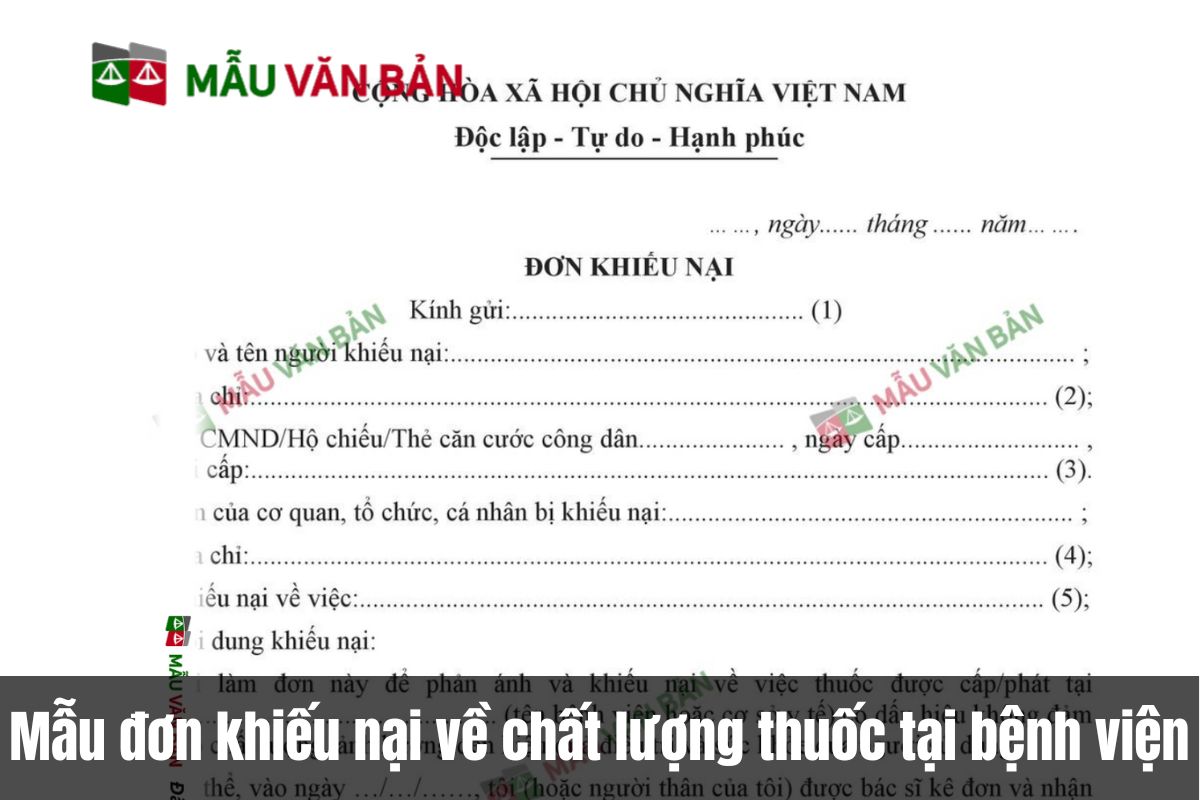 Mẫu đơn khiếu nại về chất lượng thuốc tại bệnh viện